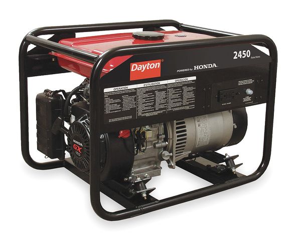 Dayton Portable Generator, Gasoline, 2,450 W Rated, 4,550 W Surge, Recoil Start, 120V AC, 20.4 A GEN-3000-1GH0