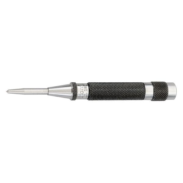 Starrett Automatic Center Punch, Length 4 in, Diameter 9/16 in, Replaceable Point 18AA