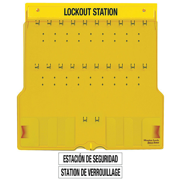 Master Lock Lockout Station, Unfilled, Holds 20 Padlocks, 22 in x 22 in, Includes Translucent Lockable Cover 1484B