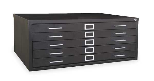 Zoro Select Cabinet, Flat File, 5 Drawer, Black 2CLA8