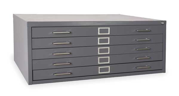 Zoro Select Cabinet, Flat File, 5 Drawer, Gray 2CLC3