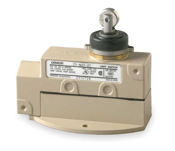 Omron Limit Switch, Plunger, Roller, SPDT, 10A @ 480V AC, Actuator Location: Top ZVN222S