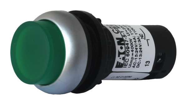 Eaton Illuminated Push Button, 22mm, Green C22-DLH-G-K10-24