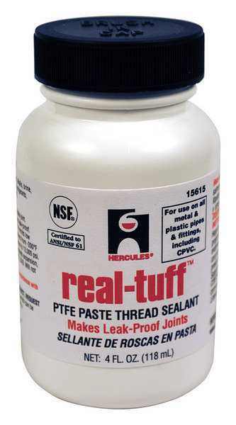 Hercules Pipe Thread Sealant 4.8 fl oz, Brush-Top Can, Real Tuff, White, Paste 15615