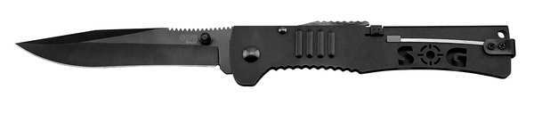 Sog Folding Knife, Clip Point, Black, 4-3/16 In SJ52-CP