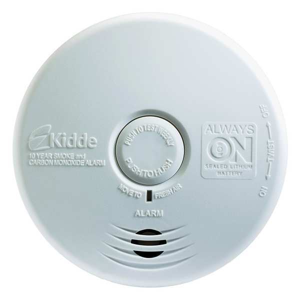 Kidde Carbon Monoxide and Smoke Alarm, Electrochemical, Photoelectric Sensor, 85 dB @ 10 ft Audible Alert P3010K-CO