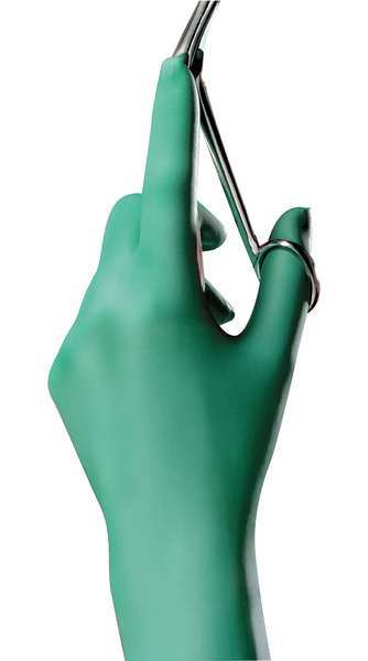 Gammex Disposable Gloves, 7.9 mil Palm, neoprene, Powder-Free, M (8), 1 PR, Green 100695