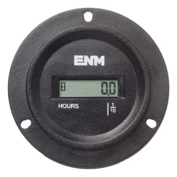 Enm Hour Meter, 3-Hole Round, LCD, Flange TB44B69A