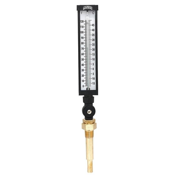 Winters Thermometer, Analog, 0 to120 deg, 3/4in NPT TIM102LF.