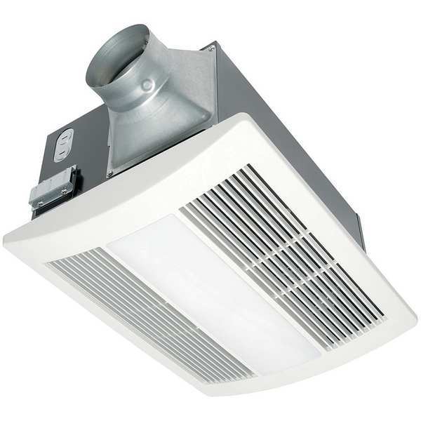 Panasonic Ceiling Bathroom Fan, 110 cfm cfm, 4 in Duct Dia., 120V AC, Yes FV-11VHL2