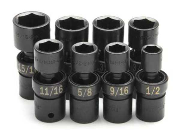 Sk Professional Tools 1/2" Drive Impact Socket Set, SAE, 8 pcs 34301