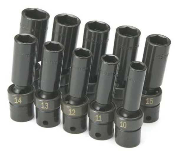 Sk Professional Tools 3/8" Drive Impact Socket Set, Metric, 10 pcs 33375