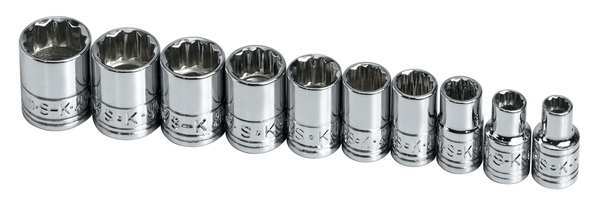 Sk Professional Tools 1/4" Drive Socket Set Metric 10 Pieces 5 mm to 14 mm , Chrome 1340