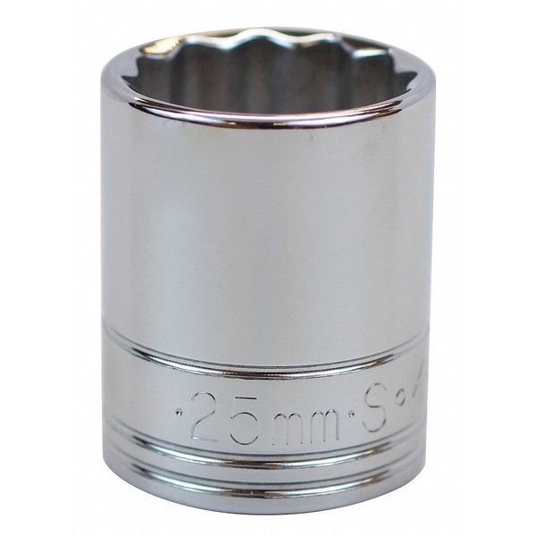 Sk Professional Tools 1/2 in Drive, 25mm 12 pt Metric Socket, 12 Points 40325