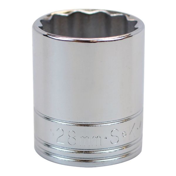 Sk Professional Tools 1/2 in Drive, 28mm 12 pt Metric Socket, 12 Points 40328