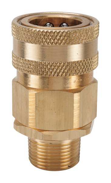 Snap-Tite Hydraulic Quick Connect Hose Coupling, Brass Body, Sleeve Lock, 1/4"-18 Thread Size, H Series BVHC4-4M