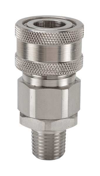 Snap-Tite Hydraulic Quick Connect Hose Coupling, 316 Stainless Steel Body, Sleeve Lock, 1/4"-18 Thread Size SVHC4-4MV