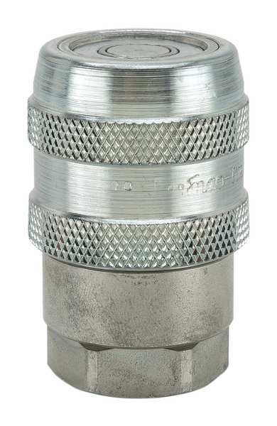 Parker Hydraulic Quick Connect Hose Coupling, Steel Body, Push-to-Connect Lock, 1/4"-18 Thread Size 71-3C4-4FV