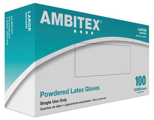 Ambitex Smooth Gloves, 3.5 mil Palm, Nitrile, Powder-Free, L, 100 PK, Cream LLG5101