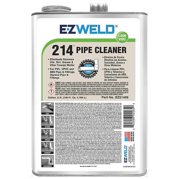 Ez Weld Pipe Cleaner, PVC and CPVC, 128 oz., Clear 21405