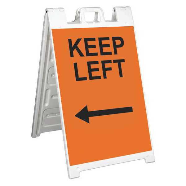 Zoro Select A-Frame Barricade Sign, Plastic, 45 in H, 3 in L, 25 in W, White 130-WLGQ3602-OBEG