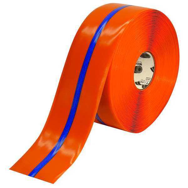 Mighty Line Ind Floor Tape, Roll, Orange/Blue, Vinyl 4ROBCTR