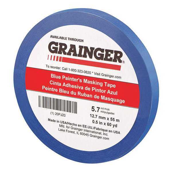 Zoro Select Painters Masking Tape, 60 yd.x1/2 in, Blue 20PJ20