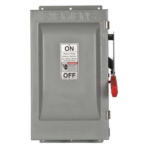 Siemens Nonfusible Safety Switch, Heavy Duty, 600V AC, 3PST, 60 A, NEMA 3R HNF362SCH