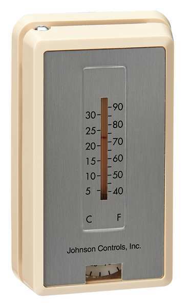 Johnson Controls Pneumatic Thermostat, Single Temperature, Heating and Cooling, 1 Pipe T-4100-1