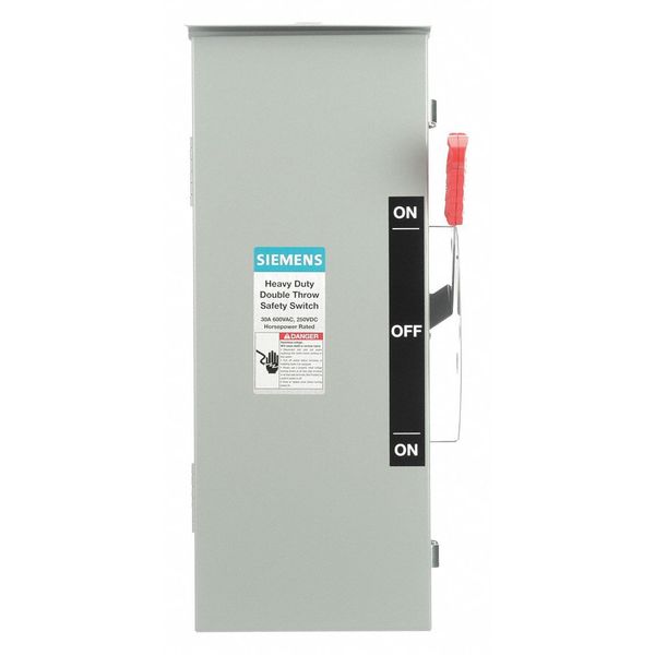Siemens Nonfusible Safety Switch, Heavy Duty, 600V AC, 3PST, 30 A, NEMA 3R DTNF361R