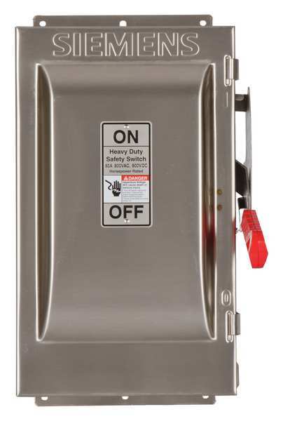 Siemens Nonfusible Safety Switch, Heavy Duty, 600V AC, 3PST, 60 A, NEMA 4X HNF362S