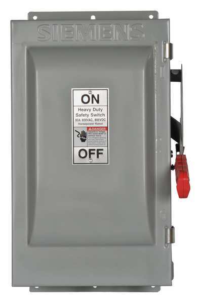 Siemens Nonfusible Safety Switch, Heavy Duty, 600V AC, 3PST, 60 A, NEMA 3R HNF362J