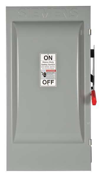 Siemens Nonfusible Safety Switch, Heavy Duty, 600V AC, 3PST, 200 A, NEMA 3R HNF364J