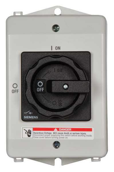 Siemens Nonfusible Safety Switch, Heavy Duty, 600V AC, 3PST, 30 A, NEMA 1, 12K, 4X 3LD22642TW510US2