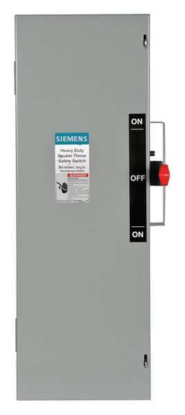 Siemens Fusible Safety Switch, Heavy Duty, 600V AC, 3PST, 60 A, NEMA 1 DTF362