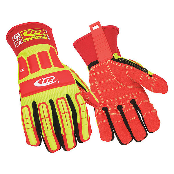 Ringers Gloves Hi-Vis Cut Resistant Impact Gloves, A4 Cut Level, Uncoated, 3XL, 1 PR 299-13