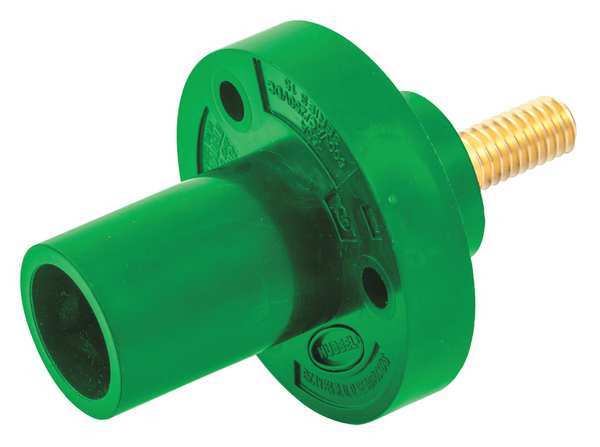 Hubbell Receptacle, Stud, Grn, Male, Taper Nose HBL15MRSGN