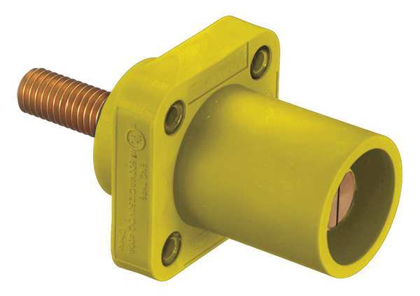 Hubbell Receptacle, 4-4/0, Male, Ylw, Threaded Stud HBLMRSY