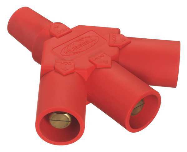 Hubbell Triple Connector, 600VAC/250VDC, Red, Taper HBLF3MR