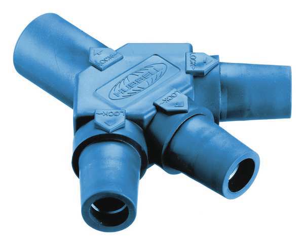 Hubbell Triple Connector, Blu, 300/400AC/DC, Taper HBLM3FBL