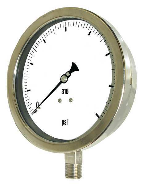 Pic Gauges Vacuum Gauge, Heavy Duty, 6 In, 30-0 Hg 6001-4LA