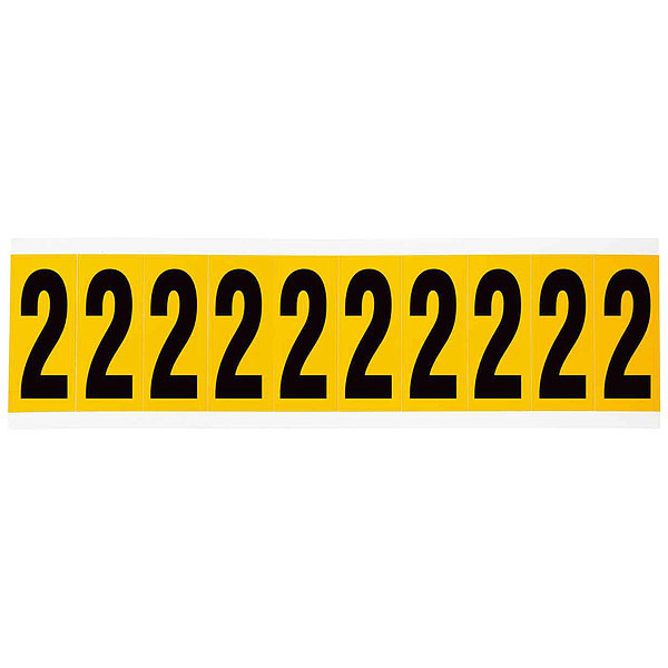 Brady Number Label, 1-15/16in.H Character, Vinyl 1534-2