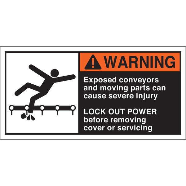 Brady Warning Label, 2-1/2inHx5inW, HP Poly., PK5, 96164 96164