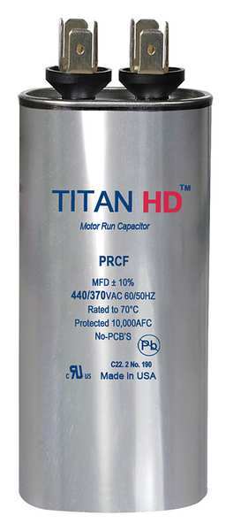 Titan Hd Motor Run Capacitor, 15 MFD, 440V, Round PRCF15A