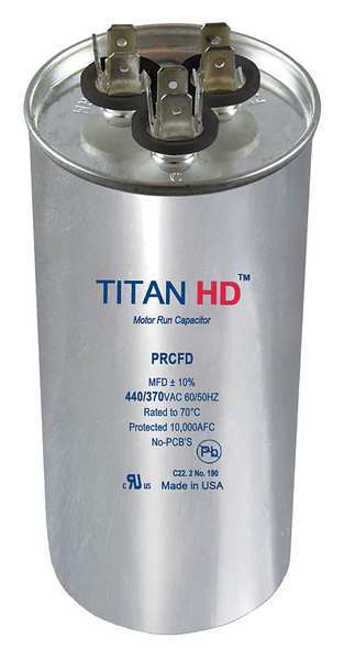 Titan Hd Motor Dual Run Cap, 50/5 MFD, 440V, Round PRCFD505A