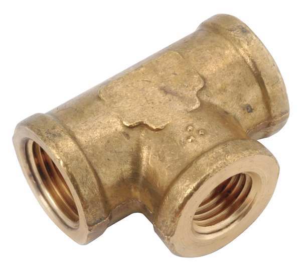 Zoro Select Low Lead Brass Reducing Tee, 3/8" x 3/8" x 1/4" Pipe Size 706206-060604
