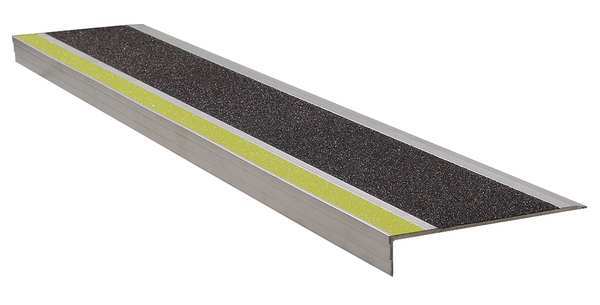 Wooster Products Stair Tread, Ylw/Blk, 48in W, Extruded Alum 365YB4