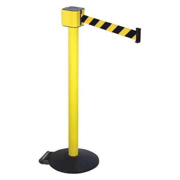 Retracta-Belt Barrier Post with Belt, 40 In. H, 30 ft. L PM412-30YA-BYD
