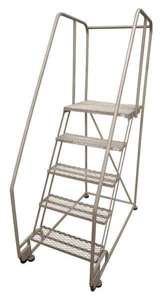 Cotterman 80 in H Steel Tilt and Roll Ladder, 5 Steps, 450 lb Load Capacity 5TR26A1E10B8C1P6