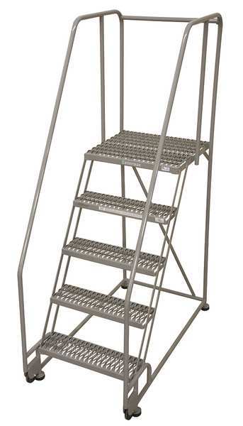 Cotterman 80 in H Steel Tilt and Roll Ladder, 5 Steps, 450 lb Load Capacity 5TR26A3E20B8C1P6